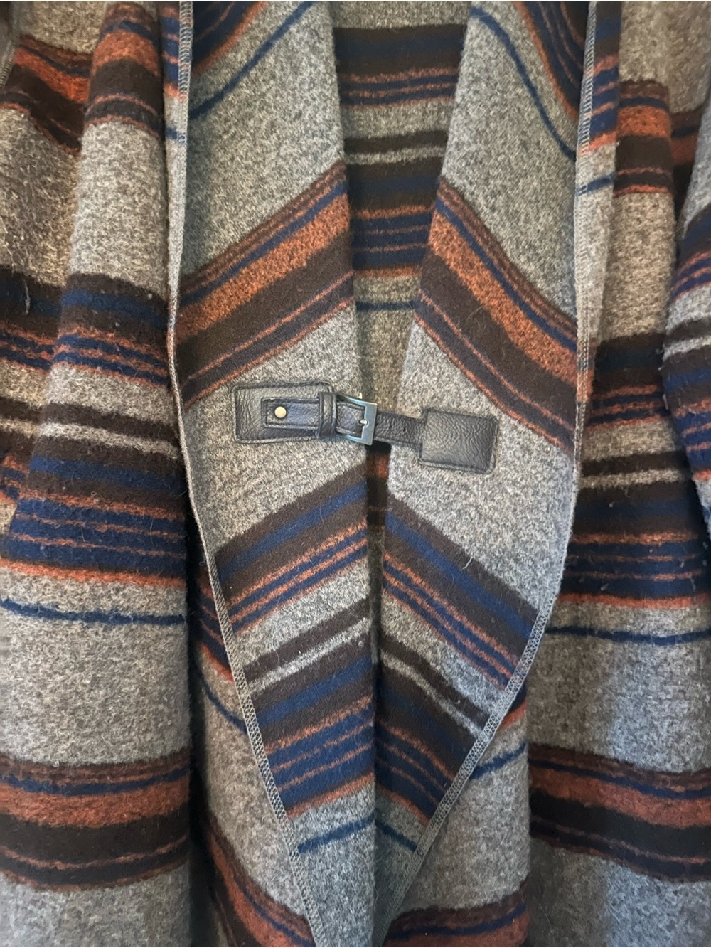 Womens Striped Wool-Blend Jacket in Gray, Brown & Navy